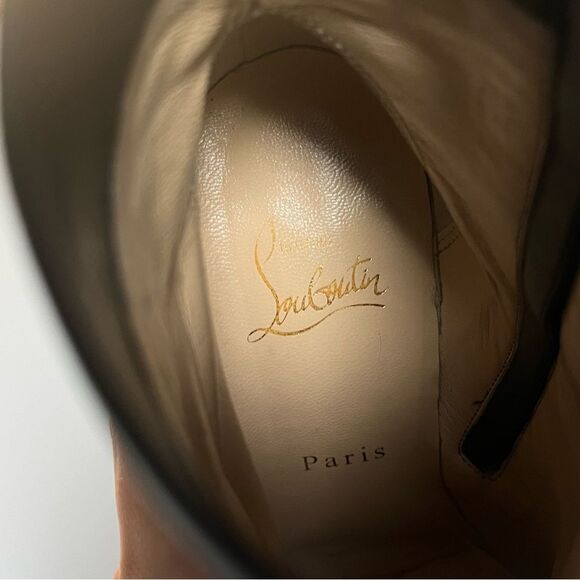 CHRISTIAN LOUBOUTIN Black Metal Toe Ankle Booties Calamijane 100mm Wingtip sz 37 - Picture 13 of 13